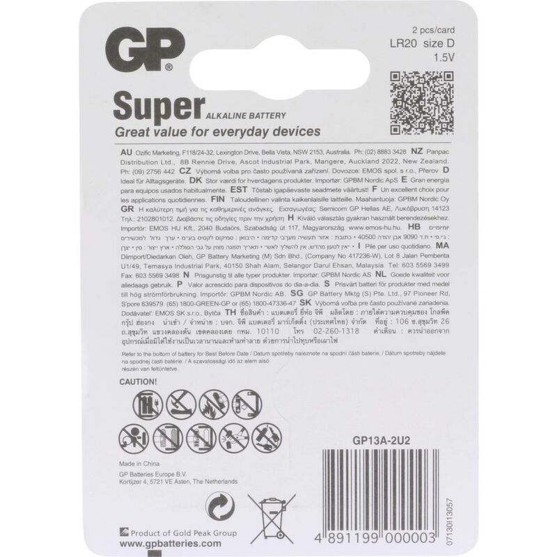 GP Batteries Super Pile LR20 (D) alcaline(s) 1.5 V 2 pc(s)
