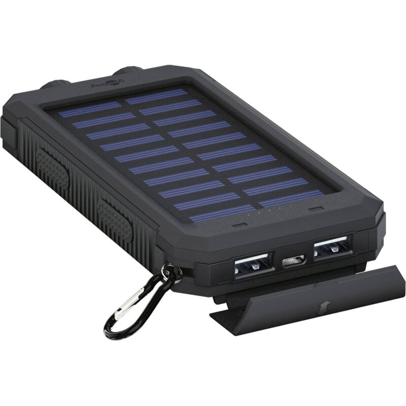 Chargeur Solaire Portable 1500mAh Avec Lampe Torche 3 LED - Porte-Clés Équipement Survie Camping