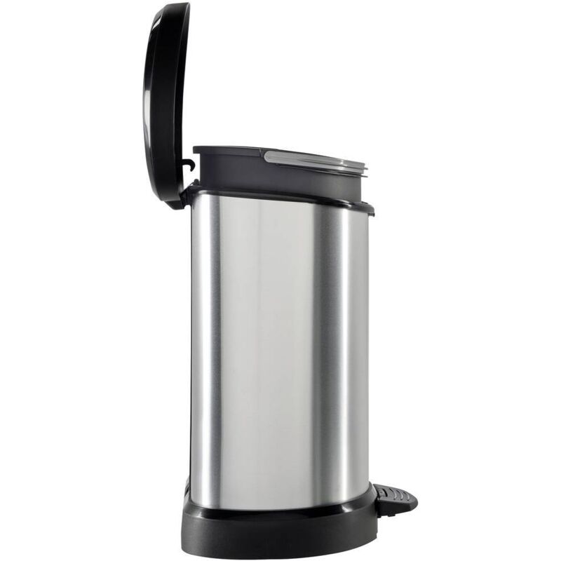 Poubelle Curver Slim Bin 40L - Rectangulaire à Pédale, Fermeture Douce, Design Métal - Gris