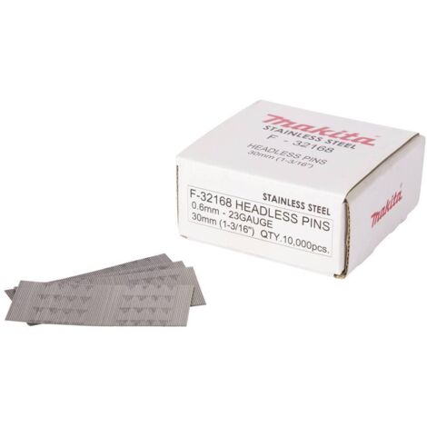 Makita – F32168 Clous à broche inox 0,6 x 30 mm – Calibre 23 – Lot de 10 000 pcs – Pour fixation haute résistance