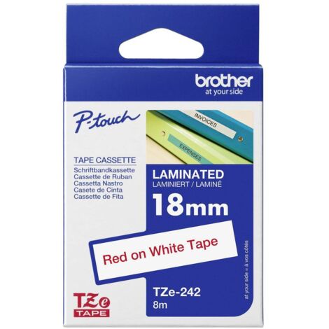 Ruban d'étiquetage Brother TZe, TZ TZe-242 Couleur de ruban: blanc Couleur de police:rouge 18 mm 8 m