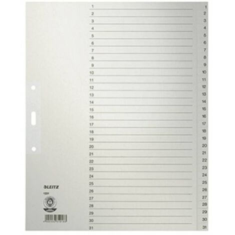Leitz 1231 Répertoire DIN A4, extra-large 1-31 Papier satiné gris 31 onglets 12310085 (1/4)