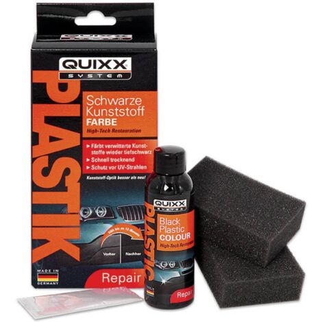 Concentré de couleur plastique noir pour carrosserie – Pigments high-tech – Sèche rapidement – Lot de 1 set avec éponges et gants – Quixx System (1/7)