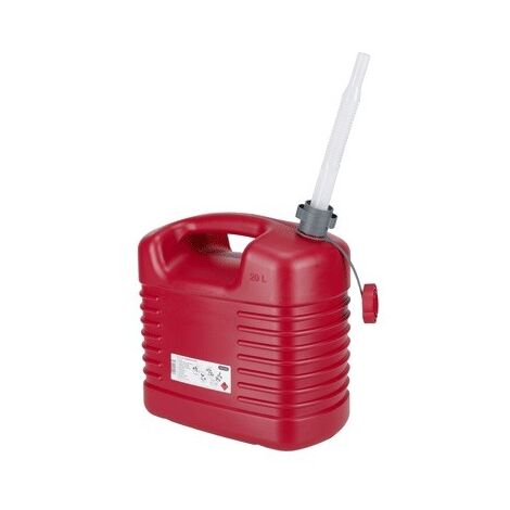 Pressol – Bidon d'essence 20L en polyéthylène rouge antichoc – Tuyau flexible 195mm avec désaérage intégré – Application tous carburants