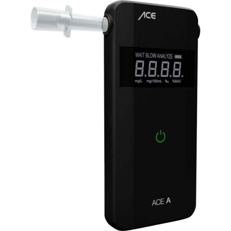 ACE A Ethylomètre noir 0 à 4 ‰ possibilité d'afficher différentes unités, avec alarme, avec écran, fonction compte à rebours D657111
