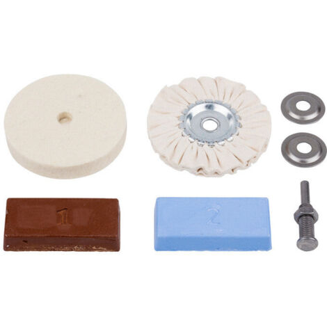 Wolfcraft – Kit de polissage 5 pièces 85mm – Disques en coton et feutre – Vitesse 3000 RPM – Pour métal, plastique et marbre - C383491