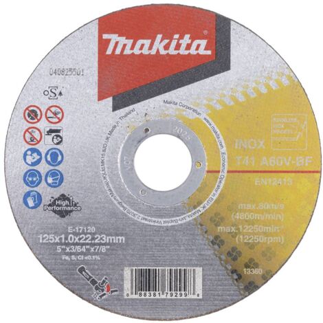 Makita – Disque à tronçonner 125 mm E1712012 – Lot de 12 pièces – Pour béton armé – Ø de perçage 22.23 mm – Épaisseur 1 mm - MM 12 PC