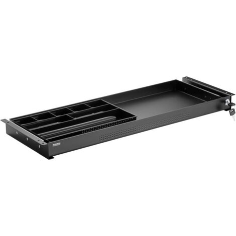 Tiroir sous table SP10938492 – Acier noir – Dimensions 740 x 272 x 50.8 mm – Verrouillable pour rangement sécurisé – Speaka Professional