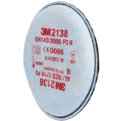 3M – Filtre à particules P3R 2138 – Charbon actif pour protection contre gaz et vapeurs – Raccordement baïonnette – Lot de 20 unités