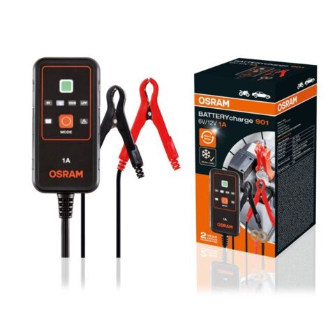 Osram – Chargeur automatique 6V/12V 1A – OEBCS901 – Mainteneur intelligent pour batteries jusqu'à 25Ah – Affichage numérique et sécurité intégrée - X925422 (1/8)