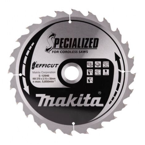Makita – Lame de scie circulaire 270 mm E12946 – Alésage 30 mm – 24 dents TCT pour bois dur – Coupe rapide et précise (1/4)