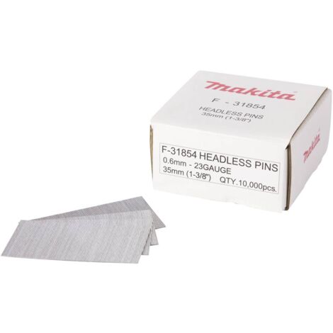 Makita – Pointes pour cloueuse 35mm 23 GA F31854 – Lot de 10 000 pièces – Pour bois dur et teck – Installation rapide avec pistolet à clous
