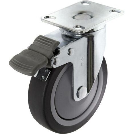 TOOLCRAFT TO-5137920 Roulette pivotante TPR 100 mm avec système de blocage et plaque de fixation Capacité de charge (ma (1/4)