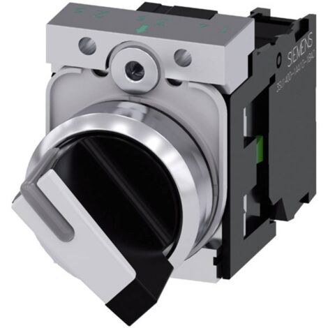 Siemens 3SU11502BF601BA0 3SU1150-2BF60-1BA0 Commutateur rotatif collerette métal, finition brillante noir, blanc 1 x 90 (1/4)