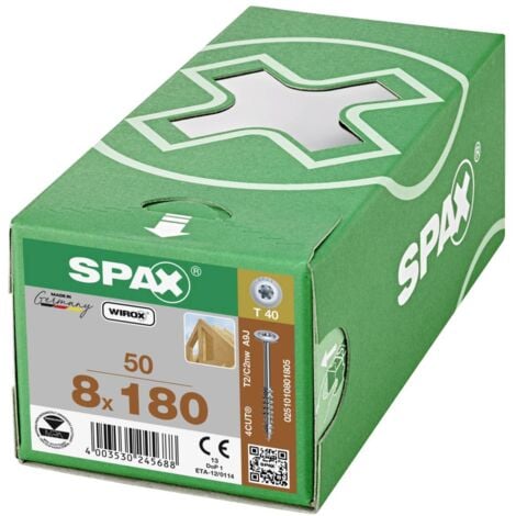 SPAX 251010801605 Vis à bois 8 mm 160 mm T-STAR plus acier WIROX 50 pc(s)