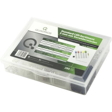 Quadrios Assortiment de LEDs rouge, vert, jaune, bleu, blanc froid, blanc chaud 5 mm 20 mA 3.0 V (1/2)