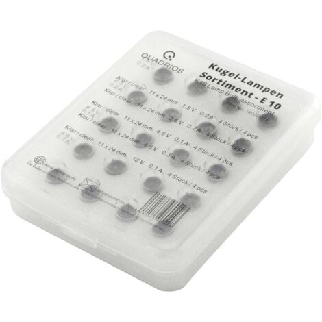 Quadrios 1802O018 Ampoule témoin 1.5 V, 2.5 V, 4.5 V, 4.8 V, 12 V Culot E10 20 parties C001292 (1/2)