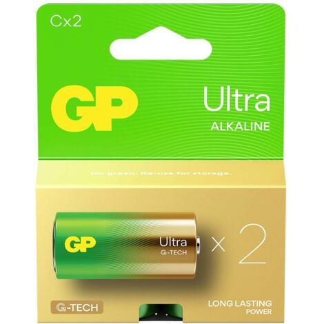 Pile alcaline GP Ultra+ 1,5V C LR14 Blister 2