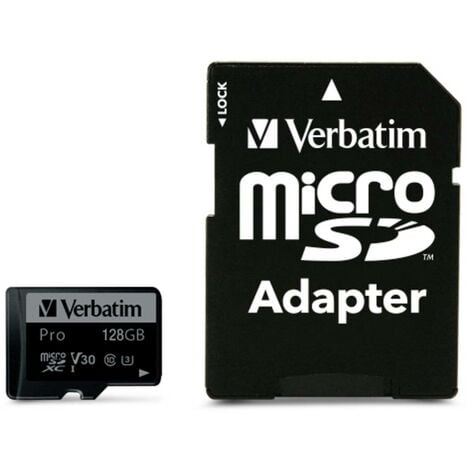 Carte microSDXC Verbatim MICRO SDXC CARD PRO UHS-3 128GB CLASS 10 INCL  ADAPTOR 128 GB