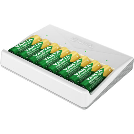 Varta – Chargeur de piles NiMH AA/AAA – Alimentation USB Type C – Charge 8 piles en 4,5 heures – Design compact avec LEDs de charge