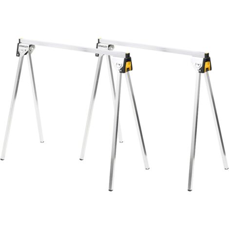 Stanley – Paire de tréteaux en métal pliables STST813371 – Charge maximale 450 kg – Dimensions 85,5 x 73,6 cm – Pour travaux de menuiserie