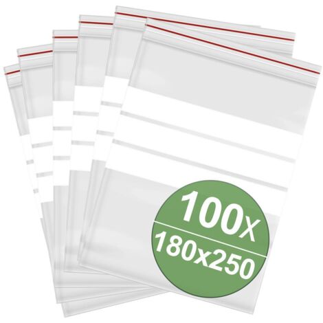 Sachet à fermeture pression avec bande d'inscription (l x H) 180 mm x 250 mm transparent Polyéthylène 100 pc(s)
