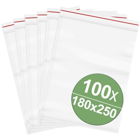 Sachet à fermeture pression sans bande d'inscription (l x H) 180 mm x 250 mm transparent Polyéthylène 100 pc(s)