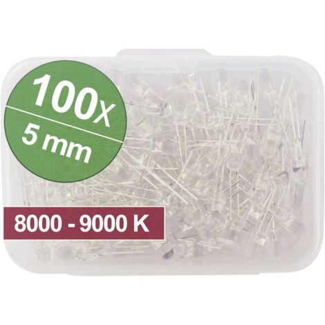 Quadrios Assortiment de LEDs blanc froid 5 mm 20 mA 3.0 V C001922 (1/3)