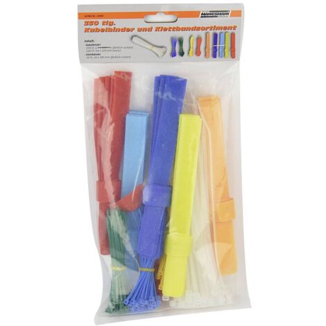 Brüder Mannesmann M13060 Serre-câble 100 mm, 180 mm, 200 mm blanc, rouge, vert, jaune, bleu 350 parties (1/2)