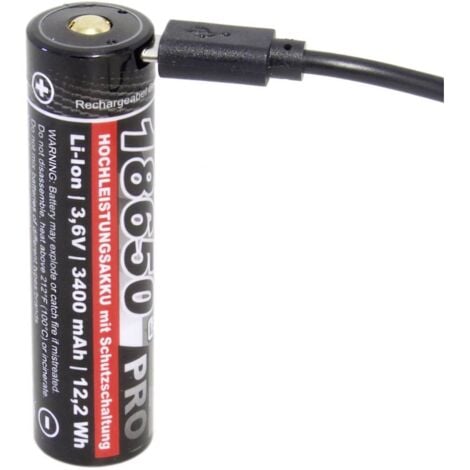 kraftmax Pro USB Pile rechargeable spéciale 18650 Li-Ion 3.6 V