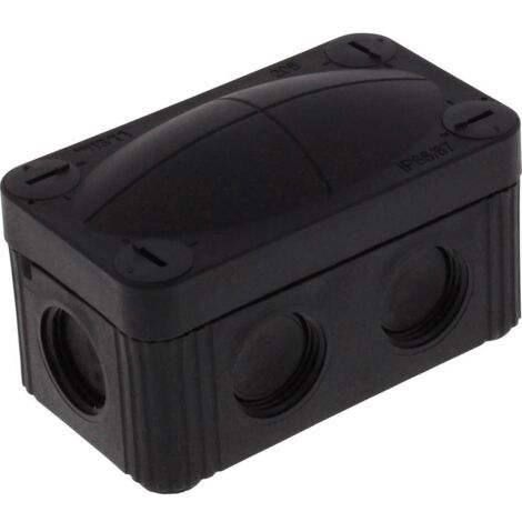 Boîte de dérivation 10109572 – Dimensions 85 x 49 x 51 mm – Indice de protection IP66/IP67 – Pour pièces humides – Polypropylène noir (RAL 9005) – Wiska
