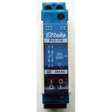 Eltako R12-110-24V Relais de commutation Tension nominale: 24 V Courant de commutation (max.): 8 A 1 NO (T), 1 NF (R) 1 (1/2)