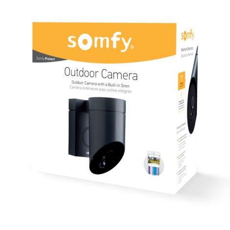 SOMFY 2401563 - Outdoor Camera grise - Caméra de surveillance extérieure wifi - 1080p Full HD - Sirène 110 dB - Branchement possible sur luminaire existant