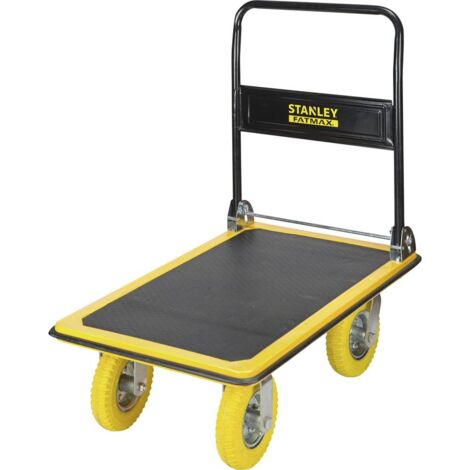 Stanley – Chariot d'atelier à plateforme FXWT704 – Acier – Charge max 300 kg – Largeur 600 mm – Longueur 800 mm – Pneus PU surdimensionnés