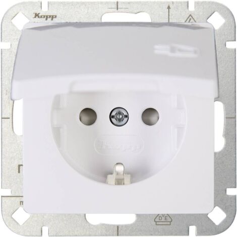 Kopp simple Insert Prise 2P+T avec clapet HK05 blanc arctique 920802008 1 pc(s) R472201 (1/3)
