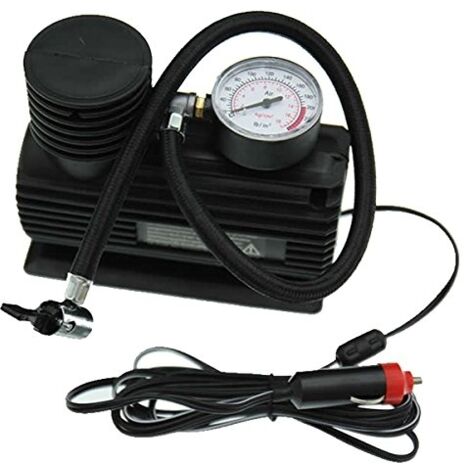 Eufab – Compresseur mini 21066 12V 17 bar – Manomètre analogique – Gonfleur pneus voiture, moto, vélo – 3 adaptateurs inclus