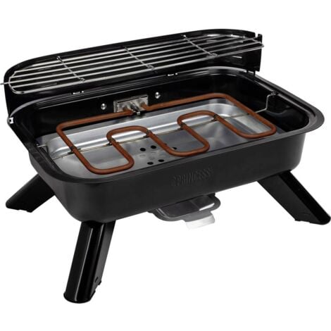 Princess 01.112252.01.001 électrique, charbon de bois Barbecue avec protection anti-vent, avec pied, avec réglage manue
