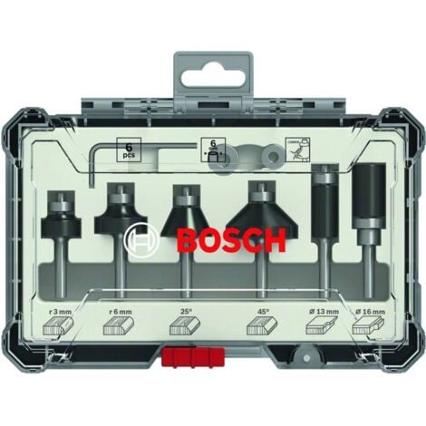 Set de fraises Trim&Edging Bosch, 6 pièces, queue 6 mm. Bosch Accessories 2607017468