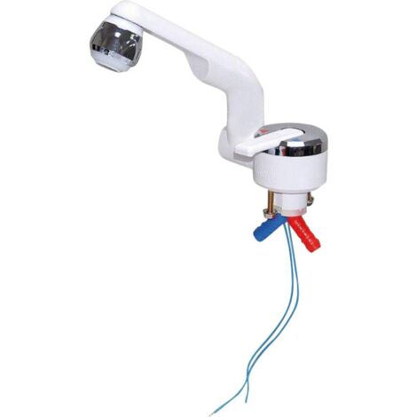 Robinet mélangeur à un levier 20000230 – Mitigeur de lavabo blanc chrome – Hauteur 40mm – Raccord tuyau 10mm – Trou de montage 27mm – Barwig (1/2)