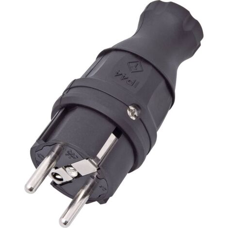 interBär 9003-004.01 Fiche électrique mâle avec terre caoutchouc 230 V noir IP44 A966851 (1/2)