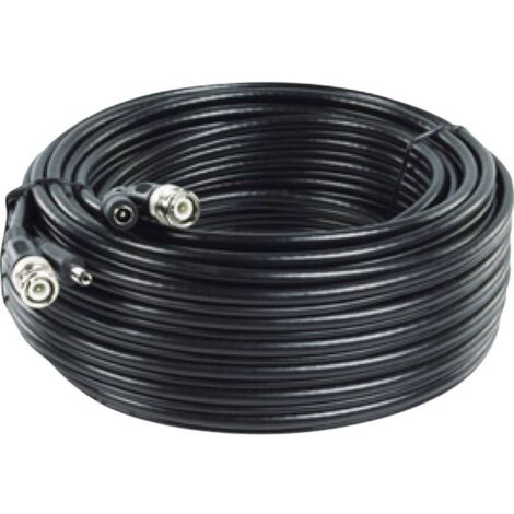 B & S Technology RG 59/20 BNC (sf) alimentation, vidéo Rallonge [1x DC femelle 5.5 mm, BNC mâle - 1x DC mâle 5.5 mm, BNC mâle] 20.00 m noir A089081