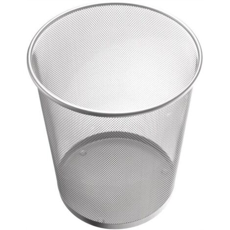 Corbeille à papier métal argent 15 l – Dimensions Ø 265 mm x H 280 mm – Design rond intemporel pour bureau moderne – Helit