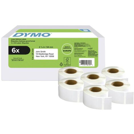 DYMO 2177564 Rouleau d'étiquettes 25 x 54 mm blanc 3000 pc(s) fixation permanente Etiquette d'expédition
