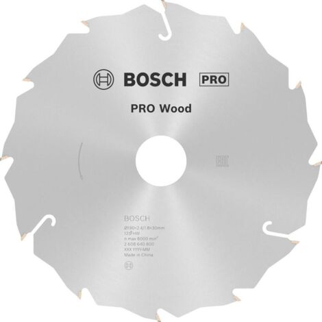 Bosch – Lame de scie circulaire carbure 190 x 30 x 2,6 mm – 12 dents pour bois dur – Coupe nette sans éclat – Régime max 8000 tr/min (1/7)