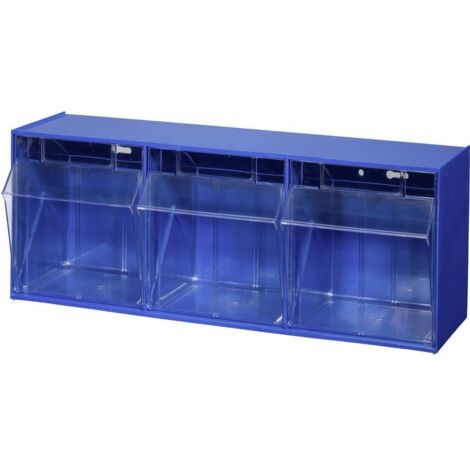 Allit 464410 Casier à tiroirs basculants VarioPlus ProFlip 3 (l x H x P) 600 x 240 x 200 mm bleu, transparent 1 pc(s) (1/3)