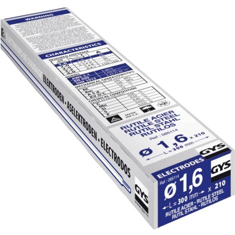 GYS – Électrodes rutiles acier Ø 1.6 mm – Soudage MMA – Finition propre et esthétique – Pour constructions métalliques et tuyauterie
