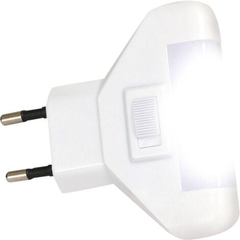 Veilleuse LED NL 01 QD blanche avec capteur crépusculaire et interrupteur