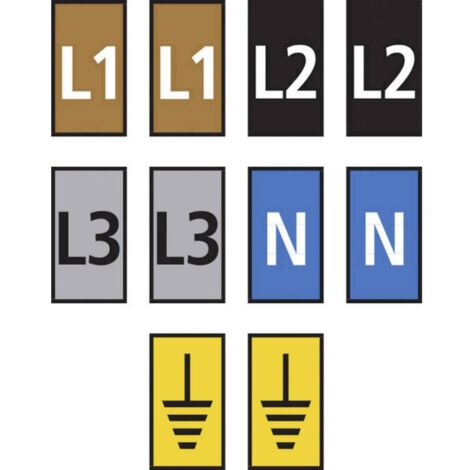 HellermannTyton WIC2-L1,L2,L3,N,Earth-PA66-MIX Clip de marquage Impression L1, L2, L3, N, Erde 561-02300 R080841 (1/2)