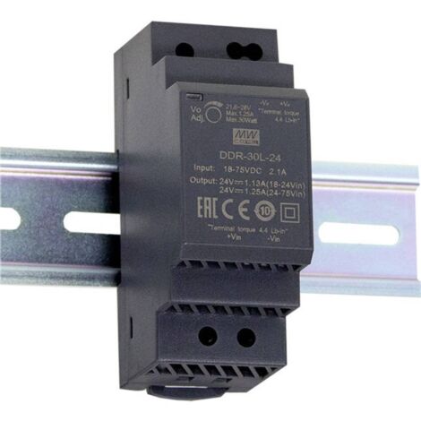 Mean Well DDR-30G-24 Convertisseur CC/CC pour rail (DIN) 24 V/DC 1.25 A 30 W Nbr. de sorties:1 x Contenu 1 pc(s)