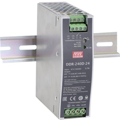 Mean Well DDR-240D-24 Convertisseur CC/CC pour rail (DIN) 24 V/DC 10 A 240 W Nbr. de sorties:1 x Contenu 1 pc(s) (1/2)